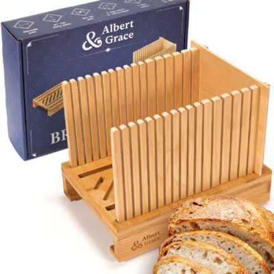 Albert&Grace bread slicer with package and sourdough bread