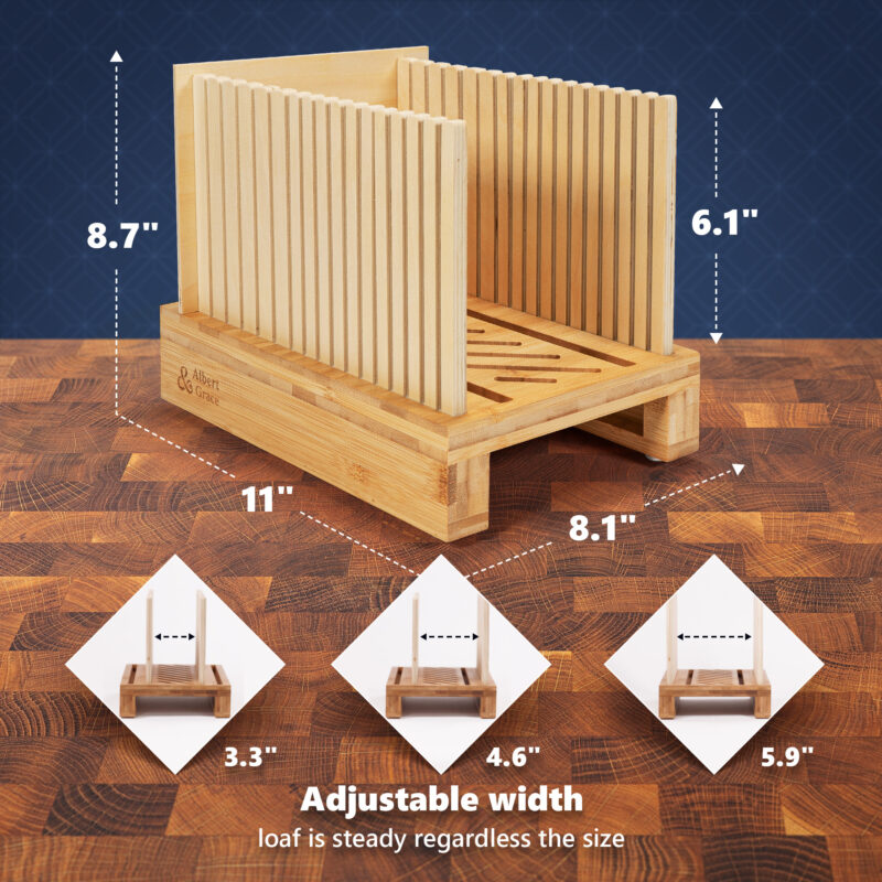 Bread slicer measurements and width adjustability
