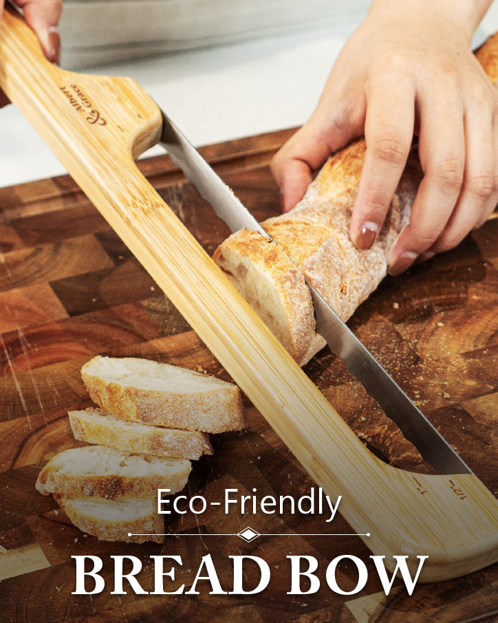 Bread bow knife cutting french baguette