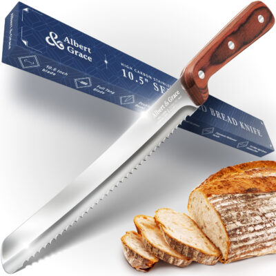 Albert&Grace bread knife with sourdough bread and gift box
